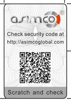 ASIMCO Anti-Counterfeit QR Label